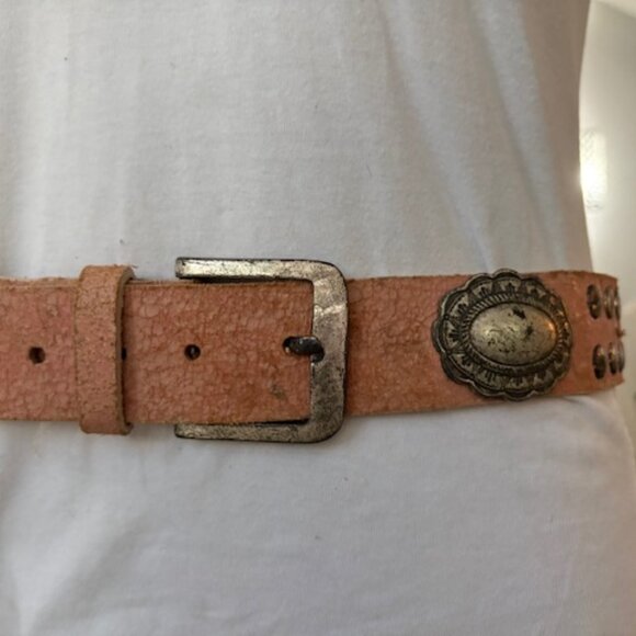 Vintage Pink leather belt - Picture 1 of 4